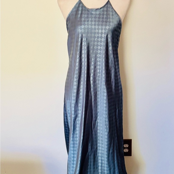 House of Harlow 1960 Women’s L Baby Blue Diamond Sateen Backless Maxi Dress - Picture 2 of 10